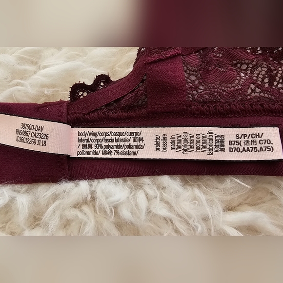Victoria Secret Wine Red Lace Bralette Size Small - Picture 10 of 11